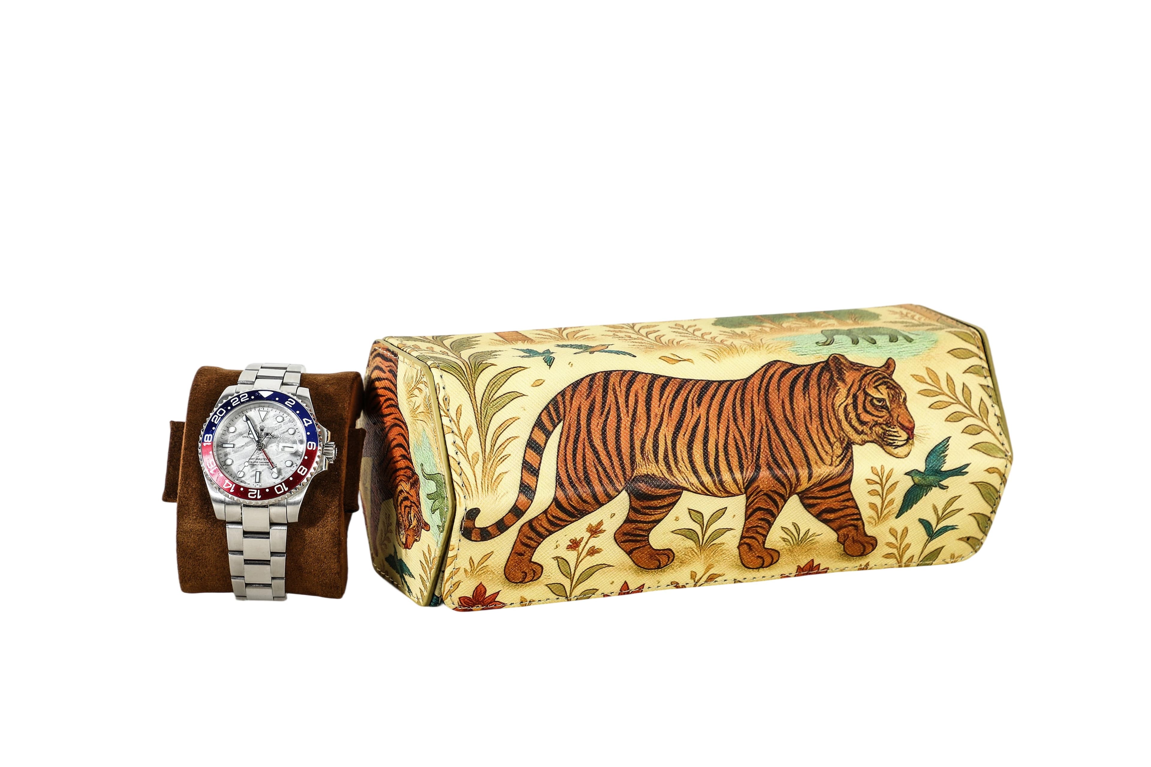 The Tiger Edition — hand-embossed watch roll by SVARNA